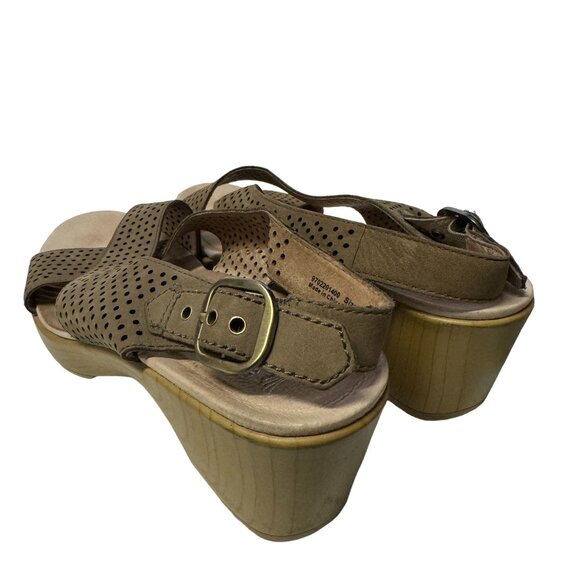 Dansko Jacinda Wedge Sandal Womens EU41 US10.5-11 Brown Perforated Leather Shoes - Picture 13 of 13